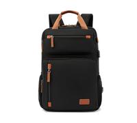 FANDARE Herren Rucksack Expandable 6CM USB Ladeport 15.6 Zoll Laptopfach Wasserabweisend Tragbar für Alltag Reise Business Büro Mehrere Fächer Rollkoffer Gurt System Schwarz