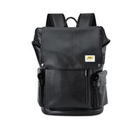 FANDARE Herren Rucksack mit USB-Ladeanschluss & Laptopfach für 15,6 Zoll Großer Hauptfach für Alltag Reisen und Arbeit Modischer Daypack aus Lederimitat PU Schwarz