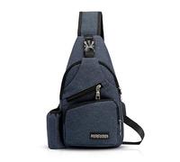 FANDARE Herren Schultertasche Damen Brusttasche Sling Bag Rucksack mit USB Umhängetasche Crossbody Bag Sporttasche für Wandern,Abenteuer,Sport, Reisen,Joggen Wasserdicht Polyester Blau