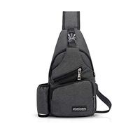 FANDARE Herren Schultertasche Damen Brusttasche Sling Bag Rucksack mit USB Umhängetasche Crossbody Bag Sporttasche für Wandern,Abenteuer,Sport, Reisen,Joggen Wasserdicht Polyester Schwarzgrau