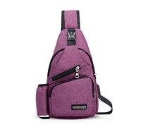FANDARE Herren Schultertasche Damen Brusttasche Sling Bag Rucksack mit USB Umhängetasche Crossbody Bag Sporttasche für Wandern,Abenteuer,Sport, Reisen,Joggen Wasserdicht Polyester Lila