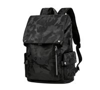 FANDARE Herren Tagesrucksack Casual Rucksack City Kurierrucksack Einkaufsrucksack Daypack Rucksack Arbeitsrucksack mit Reflektierendem Gürtel Uni Radfahren Business City Wanderrucksack Camo-Schwarz