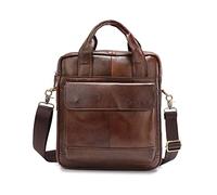 FANDARE Herren Umhängetasche Echtes Leder Handtasche Retro Henkeltaschen Business Aktentasche Arbeitstasche Schultertaschen für Reise Büro Reisen Schule Wasserdicht Messenger Bag Braun