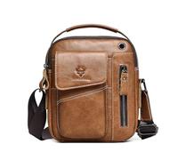 FANDARE Herren Umhängetasche Leder Business Aktentasche Messenger Schultertasche Citytasche Reisetasche kleine Seitentasche mit verstellbarem Schultergurt für 7,9 Zoll Tablet Crossbody Bag Hellbraun