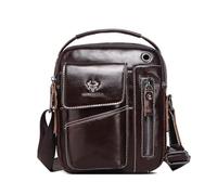 FANDARE Herren Umhängetasche Leder Business Aktentasche Messenger Schultertasche Citytasche Reisetasche kleine Seitentasche mit verstellbarem Schultergurt für 7,9 Zoll Tablet Crossbody Bag Dunkelbraun