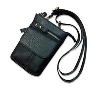 FANDARE Hüfttaschen Herren Umhängetasche Gürteltasche Bauchtasche, mit Aluminiumkarabiner Multifunktional Outdoorsport Messenger Tasche Wasserdicht Leder Schwarz Grau