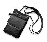 FANDARE Hüfttasche Herren Leder Umhängetasche Damen Gürteltasche Bauchtasche mit Karabiner Multifunktional Handytasche für Reise Wandern Outdoor Sport Crossbody Tasche Wasserdicht Schwarz A