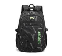 FANDARE Junge Kinderrucksäcke Schultasche Juniorrucksäcke Abenteuer-Tornister Schultasche mit Schultergurt einstellen Rucksäcke Kinder-Tragebeutel Schulranzen die 3. bis 9. Klasse Schwarz grün