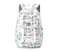 FANDARE Kinder Rucksack Jugend Rucksack wasserdichter Schulrucksack mit Kofferriemen-Gurt Reise Rucksäcke für Schule Teenager Jungen Mädchen Sporttasche Alltag Freizeit Graffiti Design Weiß