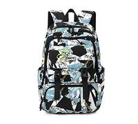 FANDARE Kinder Rucksack Jugend Rucksack wasserdichter Schulrucksack mit Kofferriemen-Gurt Reise Rucksäcke für Schule Teenager Jungen Mädchen Sporttasche Alltag Freizeit Graffiti Design Blau