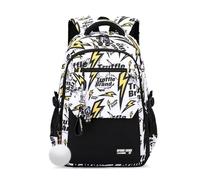 FANDARE Kinder Rucksack Urban Graffiti Style Schulrucksack für Mittel- und Oberstufe Daypack für Jungen Mädchen im Alter von 5-22 Jahren Vielseitiger Tagesrucksack für Reisen Campus Schwarz Gelb