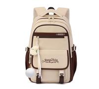 FANDARE Kinderrucksack für die Schule mit Plüschdekoration, Niedlicher Schulrucksack für die Grundschule, für Teenager für Vorschule (3-12 Jahre) Jungen & Mädchen TagesrucksackGelbbraun