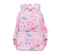 FANDARE Kinderrucksack Jungen Mädchen Dinosaurier Kinder Rucksack lässig Kinderrucksack Schulranzen mit reflektierenden Streifen Daypacks Schulrucksack Büchertaschen Tagesrucksack rosa