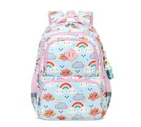 FANDARE Kinderrucksack Jungen Mädchen Regenbogen Kinder Rucksack lässig Kinderrucksack Schulranzen mit reflektierenden Streifen Daypacks Schulrucksack Büchertaschen Tagesrucksack Hellblau
