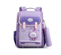 FANDARE Kinderrucksack Kaninchen Kinder Rücksack Schulranzen mit Brustgurt Rucksack mit Federmäppchen Weltraum-Thema Schulrucksack für Schule Wander Jungen Mädchen Kindergartentasche Lila