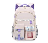 FANDARE Kinderrucksack Kindergartenrucksack Schulranzen Mädchen Junge Schulranzen Schulrucksack Nylon Schultertasche für Reisen Schule Daypacks mit Plüsch-Accessoires & Niedliches AbzeichenWeiss