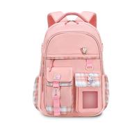 FANDARE Kinderrucksack Kindergartenrucksack Schulranzen Mädchen Junge Schulranzen Schulrucksack Nylon Schultertasche für Reisen Schule Daypacks mit Plüsch-Accessoires & Niedliches Abzeichen Rosa