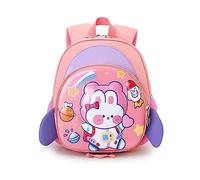 FANDARE Kinderrucksack mit Brustgurt 3D Cartoon Kinder Rucksack mit Leine Mädchen Junge Schulranzen Schultertasche Kindertasche Schulrucksack Kinder Rucksack mit Reflektierender Streifen Rosa Lila