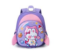FANDARE Kinderrucksack mit Brustgurt 3D Cartoon Kinder Rucksack mit Leine Mädchen Junge Schulranzen Schultertasche Kindertasche Schulrucksack Kindergarten-Rucksack mit Reflektierender Streifen Lila