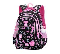FANDARE Kinderrucksack Rucksack Mädchen Schulrucksack Damen Rucksack Kinder Schultasche für Schüler Outdoor Reise Daypacks Kindergartentasche mit Brustgurt wasserdicht Nylon Schwarz