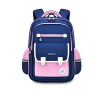 FANDARE Kinderrucksack Schulranzen für 4-9 Grad Mädchen Junge Schulrucksack Britischer Stil Büchertaschen für Grund-, Mittel schüler Rucksack Hochschule Schultertasche Reisen Daypacks Blau Rosa L