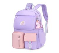 FANDARE Kinderrucksack Schulranzen Schultaschen Jungen Mädchen Schulrucksack Kinder Schultasche für 3-6 Klasse Schüler Outdoor Reise Daypacks Kindergartentasche Rucksack Nylon Violett Rosa