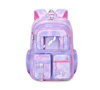FANDARE Kinderrucksack Schulranzen Schultaschen Mädchen Schulrucksack Kinder Schultasche für 4-9 Klasse Schüler Outdoor Reise Daypacks Kindergartentasche Rucksack mit Plüschanhänger Violett A