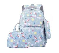 FANDARE Kinderrucksäcke mit Lunchtasche Federmäppchen Schultasche für Mädchen Junge Juniorrucksäcke Abenteuer-Tornister Schultasche Rucksack Kinder-Tragebeutel Schulranzen die 1. bis 6. Klasse Grau