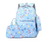 FANDARE Kinderrucksäcke mit Lunchtasche Federmäppchen Schultasche für Mädchen Junge Juniorrucksäcke Abenteuer-Tornister Schultasche Rucksack Kinder-Tragebeutel Schulranzen die 1. bis 6. Klasse Blau