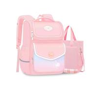 FANDARE Kinderrucksäcke mit Niedlich Umhängetasche Schultertasche Schultasche für Mädchen Junge Juniorrucksäcke Schultasche Reflex-Rucksäcke Kids-Rucksack Schulranzen die 3. bis 6. Klasse Rosa