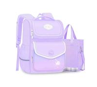FANDARE Kinderrucksäcke mit Niedlich Umhängetasche Schultertasche Schultasche für Mädchen Junge Juniorrucksäcke Schultasche Reflex-Rucksäcke Kids-Rucksack Schulranzen die 3. bis 6. Klasse Lila