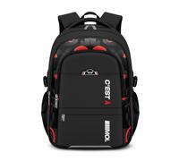 FANDARE Kinderrucksäcke Schultasche für Mädchen Junge Juniorrucksäcke Abenteuer-Tornister Schultasche Reflex-Rucksäcke Kids-Rucksack Kinder-Tragebeutel Schulranzen die 3. bis 9. Klasse Schwarz rot