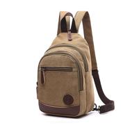 FANDARE Klassische Sling Bag Rucksack Studenten Party Outdoor Diebstahlsicherung Große Kapazität Umhängetasche Damen/Herren Verschleißfeste Leinwand Khaki