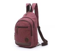 FANDARE Klassische Sling Bag Rucksack Studenten Party Outdoor Diebstahlsicherung Große Kapazität Umhängetasche Damen/Herren Verschleißfeste Leinwand Rot