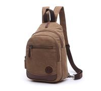 FANDARE Klassische Sling Bag Rucksack Studenten Party Outdoor Diebstahlsicherung Große Kapazität Umhängetasche Damen/Herren Verschleißfeste Leinwand Braun