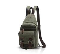 FANDARE Klassische Sling Bag Rucksack Studenten Party Outdoor Multifunktional Umhängetasche Damen/Herren Breathable Verschleißfeste Leinwand Armee-Grün