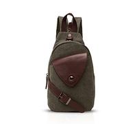 FANDARE Klassische Sling Bag Sport Rucksack Party Outdoor Tragbare Crossbody Tasche Damen/Herren Breathable Verschleißfeste Leinwand Grün