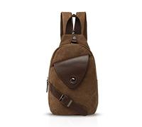 FANDARE Klassische Sling Bag Sport Rucksack Party Outdoor Tragbare Crossbody Tasche Damen/Herren Breathable Verschleißfeste Leinwand Braun
