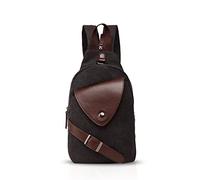 FANDARE Klassische Sling Bag Sport Rucksack Party Outdoor Tragbare Crossbody Tasche Damen/Herren Breathable Verschleißfeste Leinwand Schwarz
