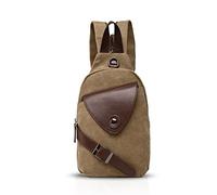 FANDARE Klassische Sling Bag Sport Rucksack Party Outdoor Tragbare Crossbody Tasche Damen/Herren Breathable Verschleißfeste Leinwand Khaki