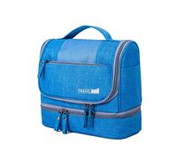 FANDARE Kulturbeutel Damen Herren Kosmetiktasche Reise Kulturbeutel, Waschtasche Kulturtasche zum Aufhängen mit getrennten Fächern für trockene und nasse Reiseartikel Wasserdicht Polyester Blau