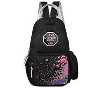 FANDARE Lässig Brusttasche Sling Bag Klein Rucksack Schulranzen Umhängetasche Schulrucksack Sporttasche für Damen Herren Pendeln Schule Freizeit Reise Daypacks Schwarz
