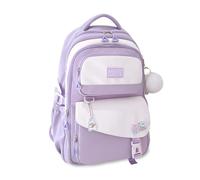 FANDARE Lässig Damen Rucksack Color-Blocking Schulrucksack Teenager Schulrucksack Mädchen Schultasche Rucksack Schule Herren Tagesrucksack Rucksack Uni Rucksack City Rucksack Wasserdicht Daypack Lila