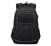 FANDARE Laptop Rucksack Herren Schulranzen Schulrucksack mit USB-Ladeanschluss Reflektierender Streifen Reiserucksack Laptop Handtasche für Schule Uni Reisen Freizeit Daypacks Wasserdicht PU Schwarz