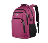 FANDARE Laptop Rucksack Schulrucksack Damen Herren 15.6 Zoll Laptop-Tasche mit USB Business Rucksäcke Reise Schulranzen Schultasche Daypack Wasserdicht Polyester Rot