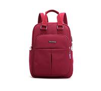 FANDARE Laptop Rucksäcke Schulrucksack Damen Schultasche Mädchen Schulranzen mit USB Reise Tagesrucksack Teenager Daypacks für Uni Büro Alltag Freizeit Campus Wandern Dauerhaft Nylon Weinrot