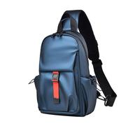 FANDARE Leicht Brusttasche Brustbeutel Herren Crossbody Umhängetasche Sling Bag Urban Wasserdichtes PU Leder Messenger-Bags Schultertaschen für Reise Schule Wandern Bodybag Blau