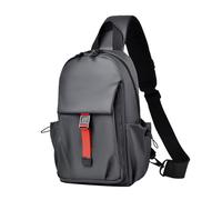 FANDARE Leicht Brusttasche Brustbeutel Herren Crossbody Umhängetasche Sling Bag Urban Wasserdichtes PU Leder Messenger-Bags Schultertaschen für Reise Schule Wandern Bodybag Grau