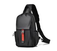 FANDARE Leicht Brusttasche Brustbeutel Herren Crossbody Umhängetasche Sling Bag Urban Wasserdichtes PU Leder Messenger-Bags Schultertaschen für Reise Schule Wandern Bodybag Schwarz