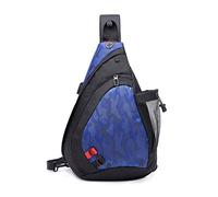 FANDARE Leicht Brusttasche Sling Rucksack Schultertasche mit USB Chest Bag Crossbody Umhängetasche Sporttasche für Herren Damen Junge Mädchen Reise Crossover Daypack Wandern Bergsteigen Polyester Blau